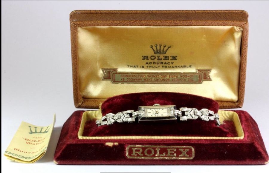 Art Deco platinum diamond Rolex ladies watch 
