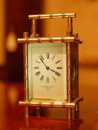 CARRIAGE CLOCK FAUX BAMBOO