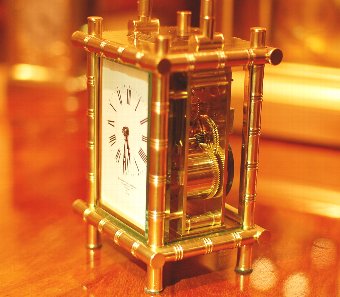 Antique CARRIAGE CLOCK FAUX BAMBOO