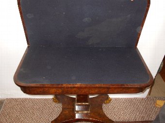 Antique Superb William IV yew wood Card Table Original Baize C1810