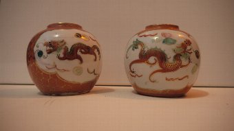 Antique Pair Jingdezhen Vases, Dragon and Pheonix, hand painted, 19thc