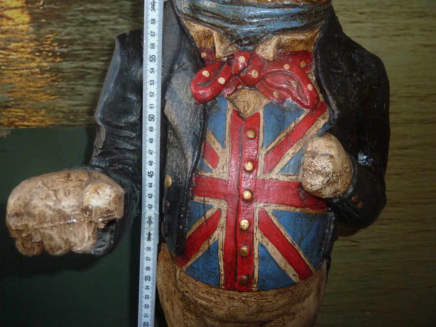 Antique British Standing Bulldog With Board