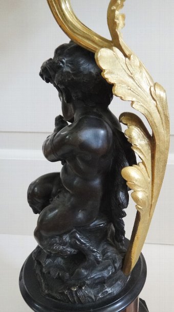 Antique Pair of French Bronze & Ormolu Six Light Candelabra c 1880