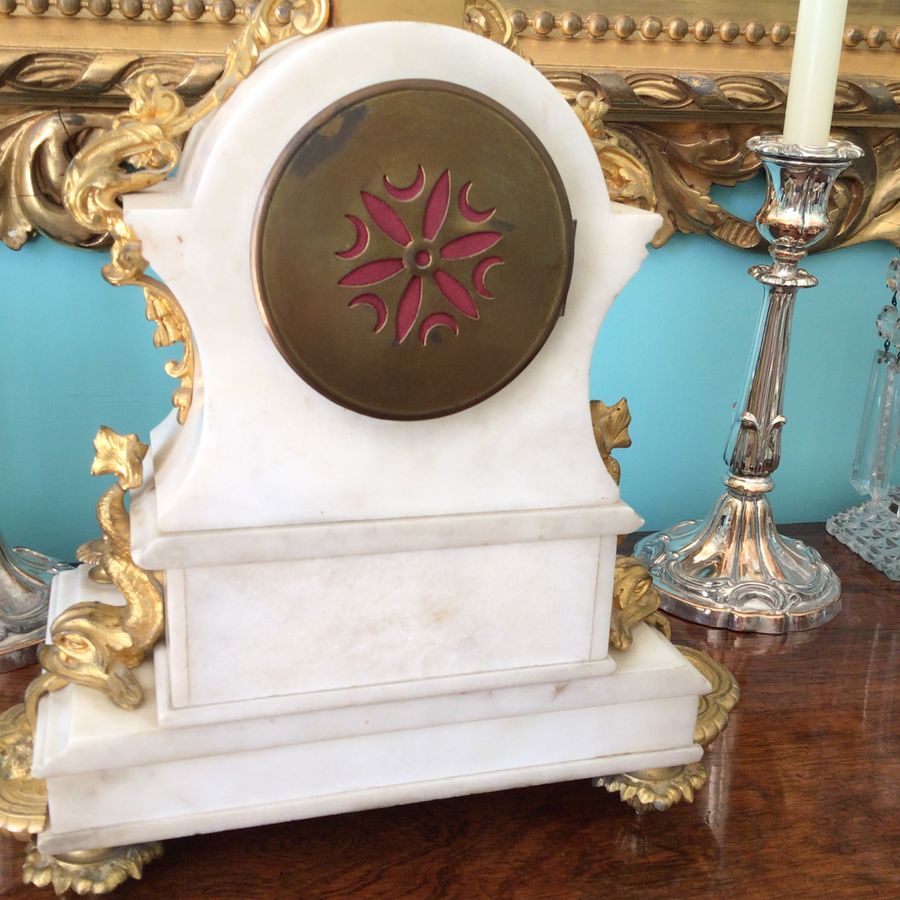 Antique Regency Marble and Ormolu Bronze Mantel Clock