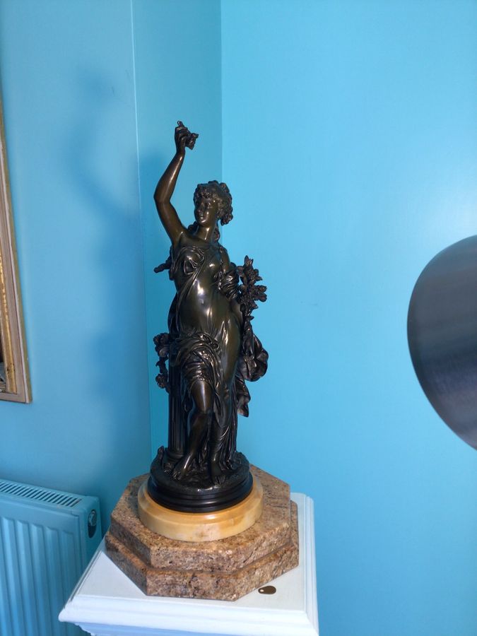 Antique Pair of Classical Ladies in Bronze by August Moreau (Signed)