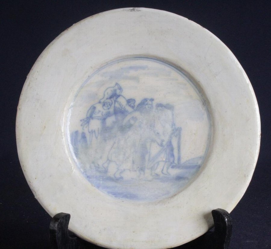 Early 1600s London Blue and White Delftware Plate