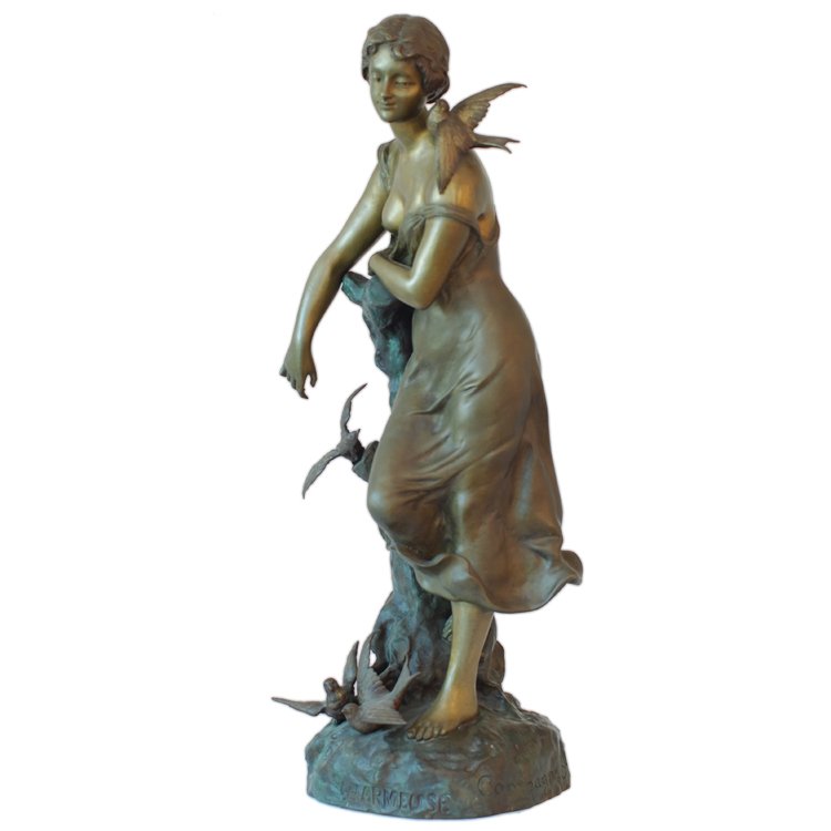 Art Nouveau Bronze Sculpture Charmeuse by Pierre Campagne
