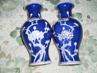  Vases Chinese Style Blue & White 