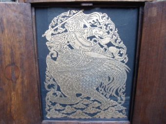 Antique FRAMED  CHINESE CUT-PAPER IMAGE OF DRAGON