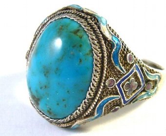Silver Ring with turquoise from 1890