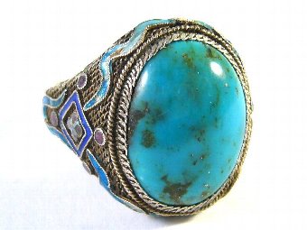 Antique Silver Ring with turquoise from 1890