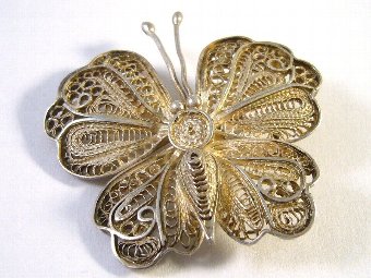 Antique silver butterfly brooch