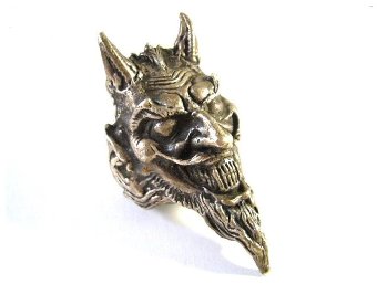 Unique antique silver ring devil