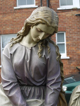 Antique Large c 19th German Religious Ecclesiastical figure of Mary Magdalene