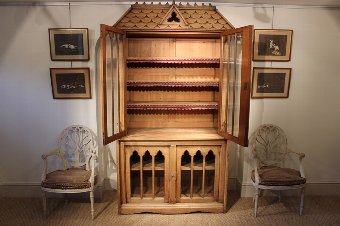 Antique Wonderful Arts & Crafts English Gothic Bookcase