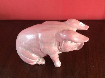 Wood Carved Pig Hog Wooden Swine Boar