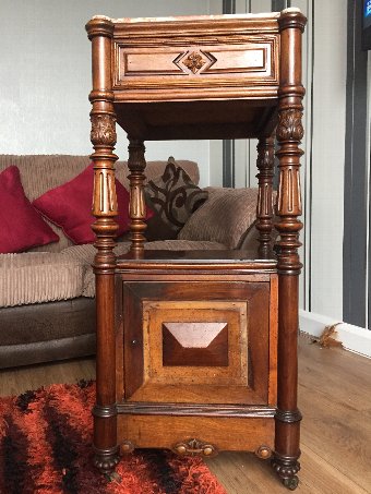1890 Victorian Pot Cabinet / Pedestal with casters