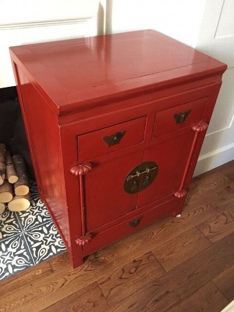 red side tables x2