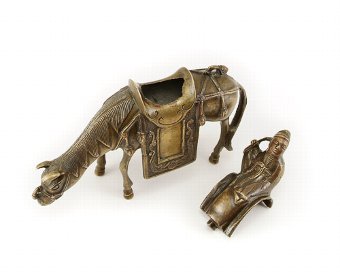 Antique Antique Chinese bronze censer in form of Du Fu riding his mule