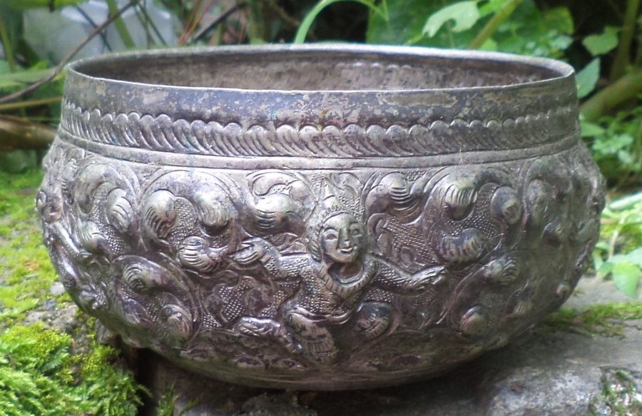 A Burmese Repousse Copper Bowl