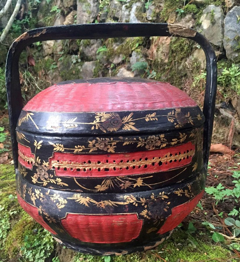 Red, Black and Gold Chinese Basket
