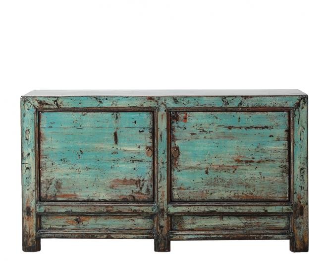 Oriental antique Sideboard blue lacquer wall cabinet 