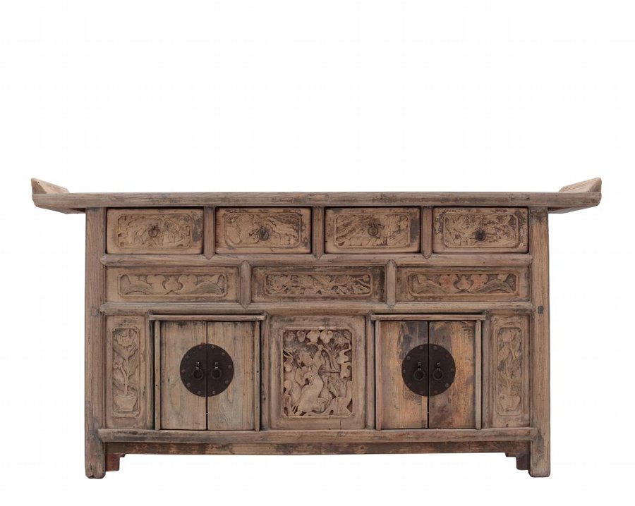 Natural color carved cabinet C. 1800