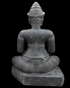 Antique KHMER SEATED SHIVA, KOH KER, 10TH CENTURY