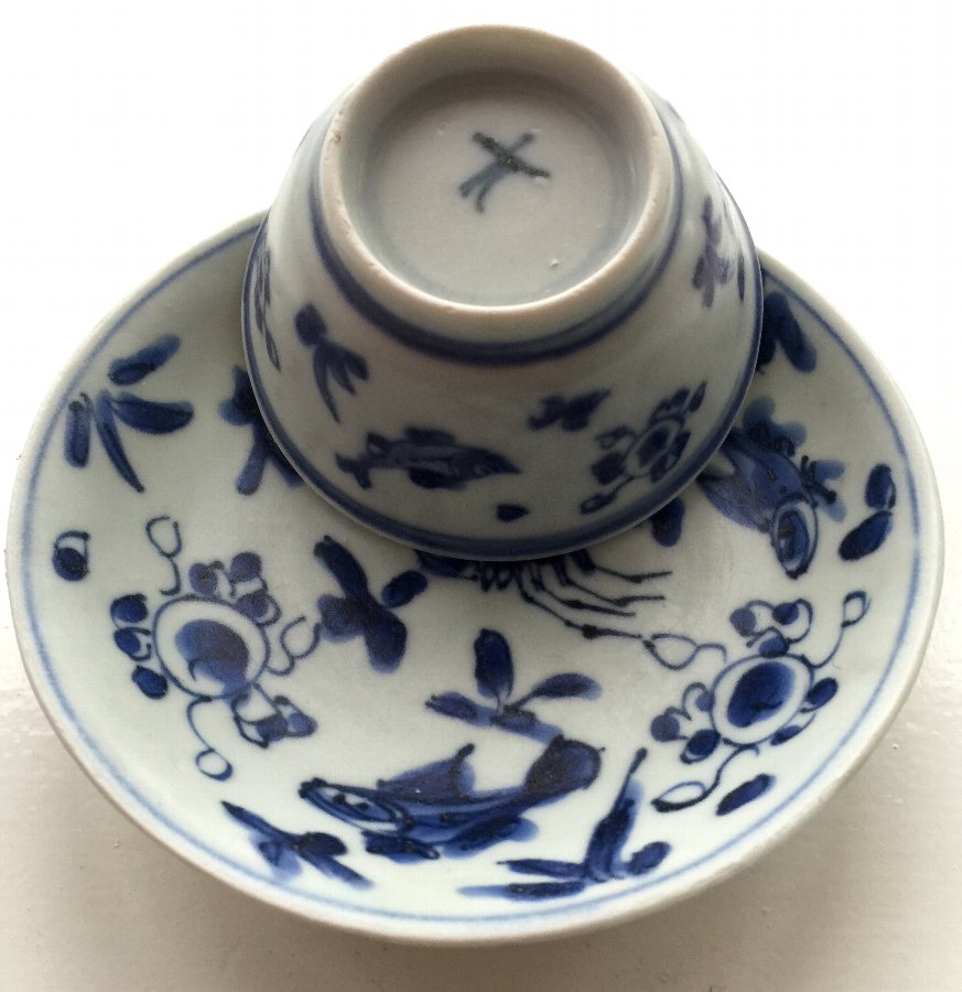 Chinese real antique Blue&white Kangxi(1662-1722)Tea bowl & Saucer Set