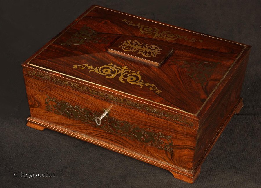 Antique Antique David Edwards Fitted Sewing Box with solid Rosewood Top ...