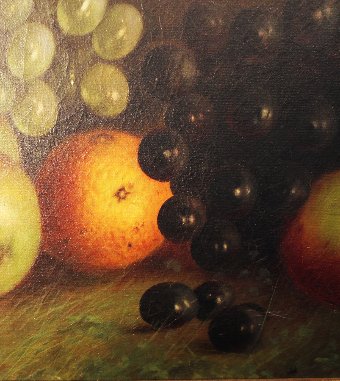 Antique Victorian Antique Oil Painting. Still Life of Fruit. Oil on Canvas