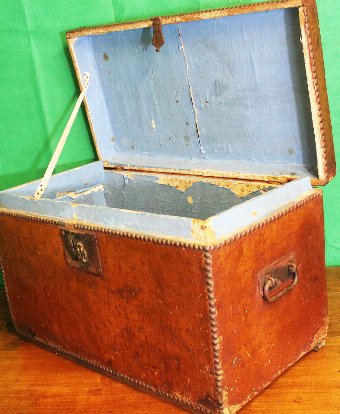 Antique Leather Chest. Antique Georgian studded Trunk