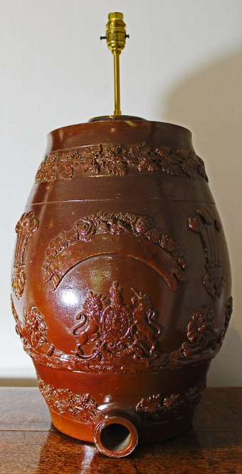 Antique Antique Table Lamps. 2 Stone Ware Spirit Barrel Lamps - Early 19th C