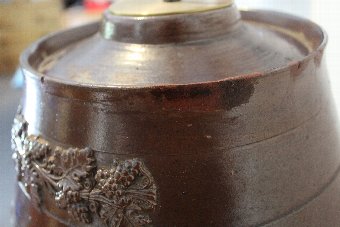 Antique Antique Table Lamps. 2 Stone Ware Spirit Barrel Lamps - Early 19th C