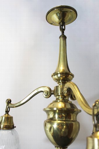 Antique Edwardian antique 3 branch Brass Chandelier 