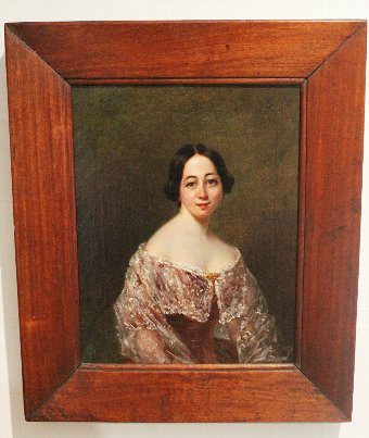 Antique Victorian Portrait of a Lady. Oil on Canvas