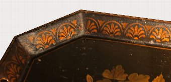 Antique Regency Toleware Tray. Hand painted Japanned ware