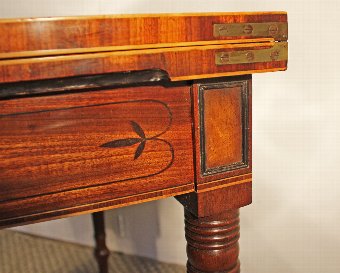 Antique Regency inlaid mahogany card table