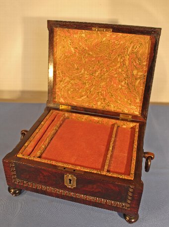 Antique Georgian Rosewood and Mahogany Jewellery Box