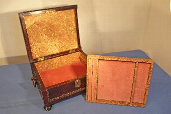 Antique Georgian Rosewood and Mahogany Jewellery Box