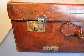 Antique Suitcase, Large, Full Hide, Brown, Leather, Vintage, Luggage