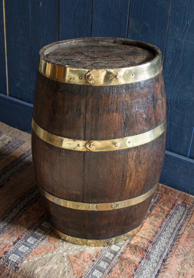 Antique Georgian Oak Brandy Barrel. Stick Stand. Lamp Table