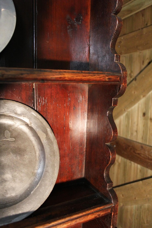 Antique 18th Century Antique English Georgian Oak Pad foot Dresser and Rack