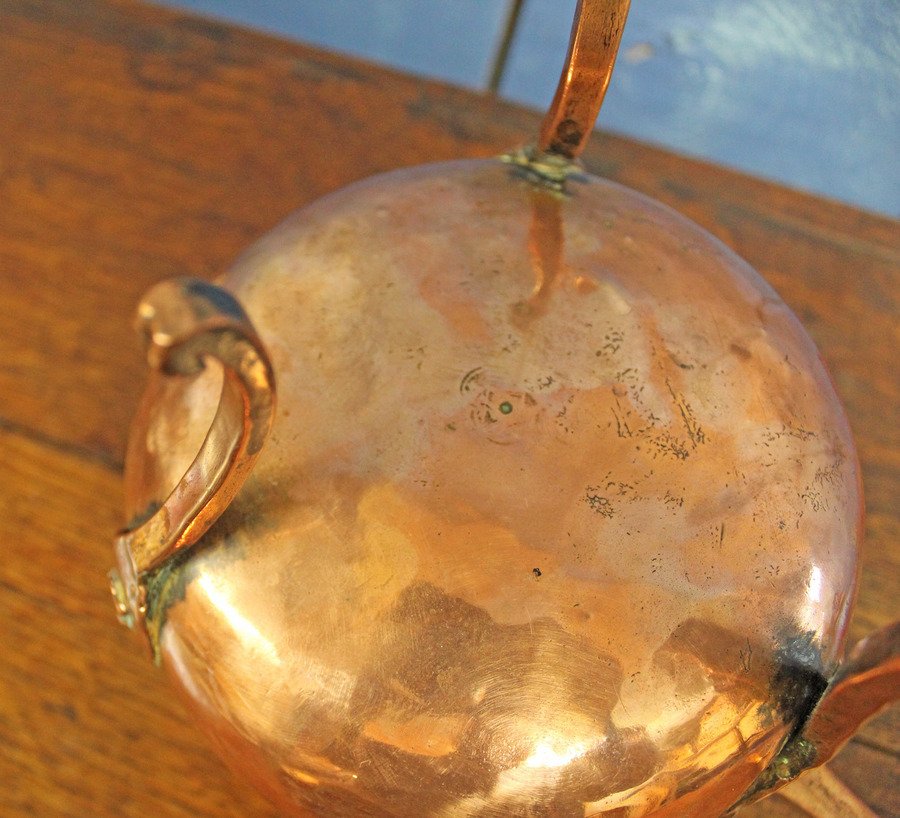 Antique Antique Copper Posnet. Brandy Warmer Saucepan
