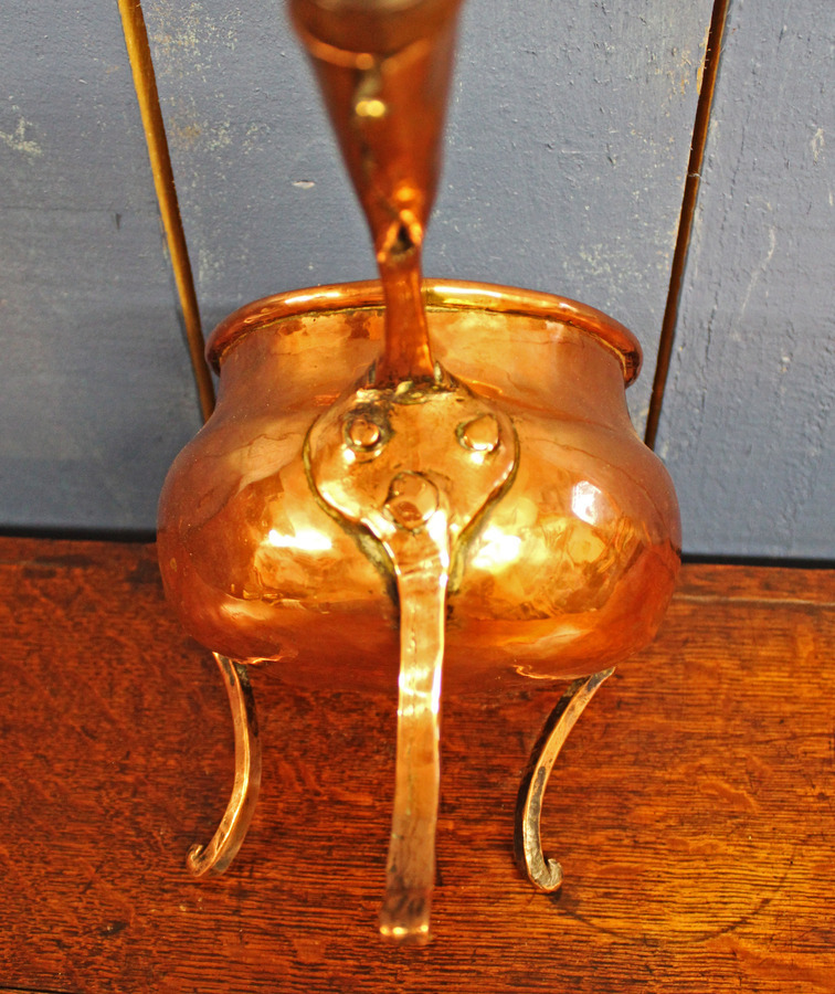 Antique Antique Copper Posnet. Brandy Warmer Saucepan
