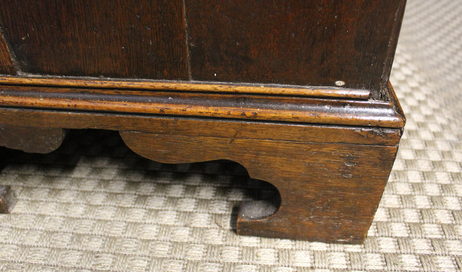 Antique Early 18th Century Oak Bureau. Small Size, Step & Well Interior C.1725