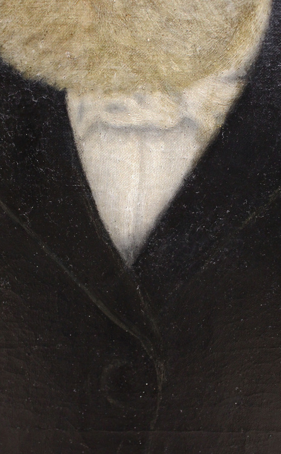 Antique Antique Folk Art Portrait - Oil On Canvas Victorian Man with a Beard