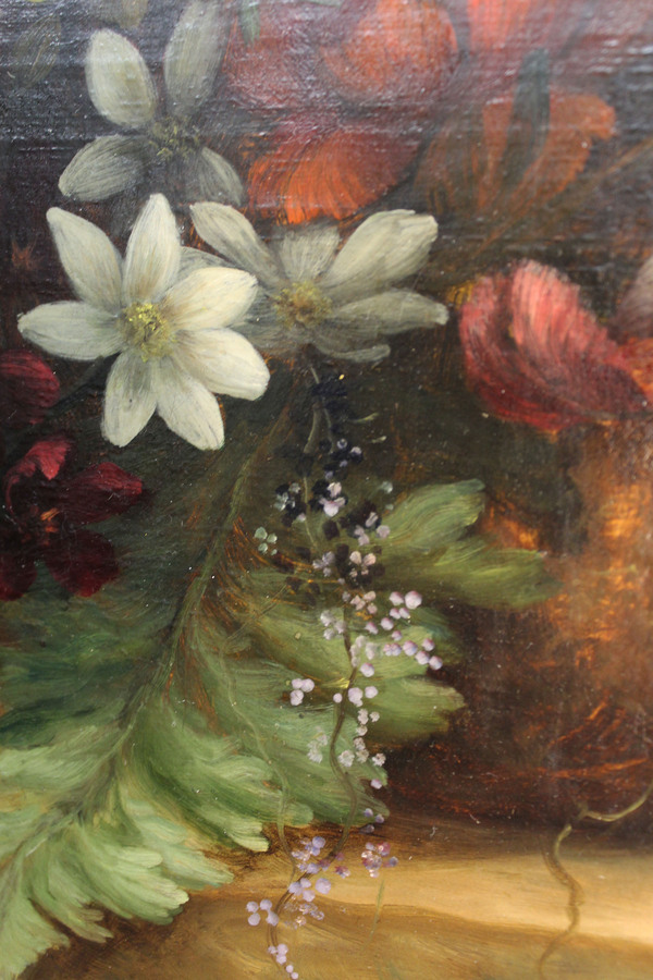 Antique Antique Floral Still Life Painting - Oil Painting on Canvas.