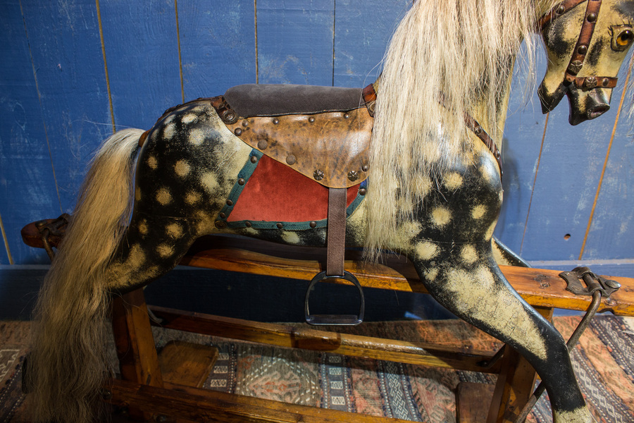 Antique Vintage Rocking Horse. Baby Carriage Rambler
