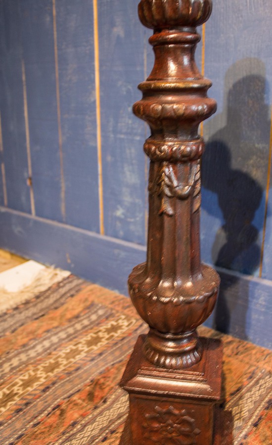 Antique Pair of Tall Cast Iron Pricket Candlesticks